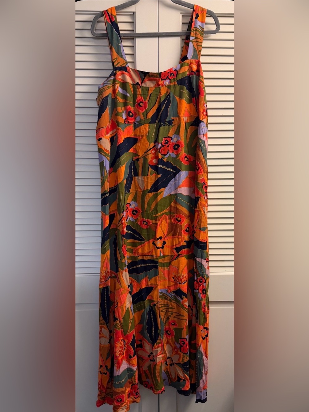 MSK Orange Tropical Floral Maxi Dress Skirt XL